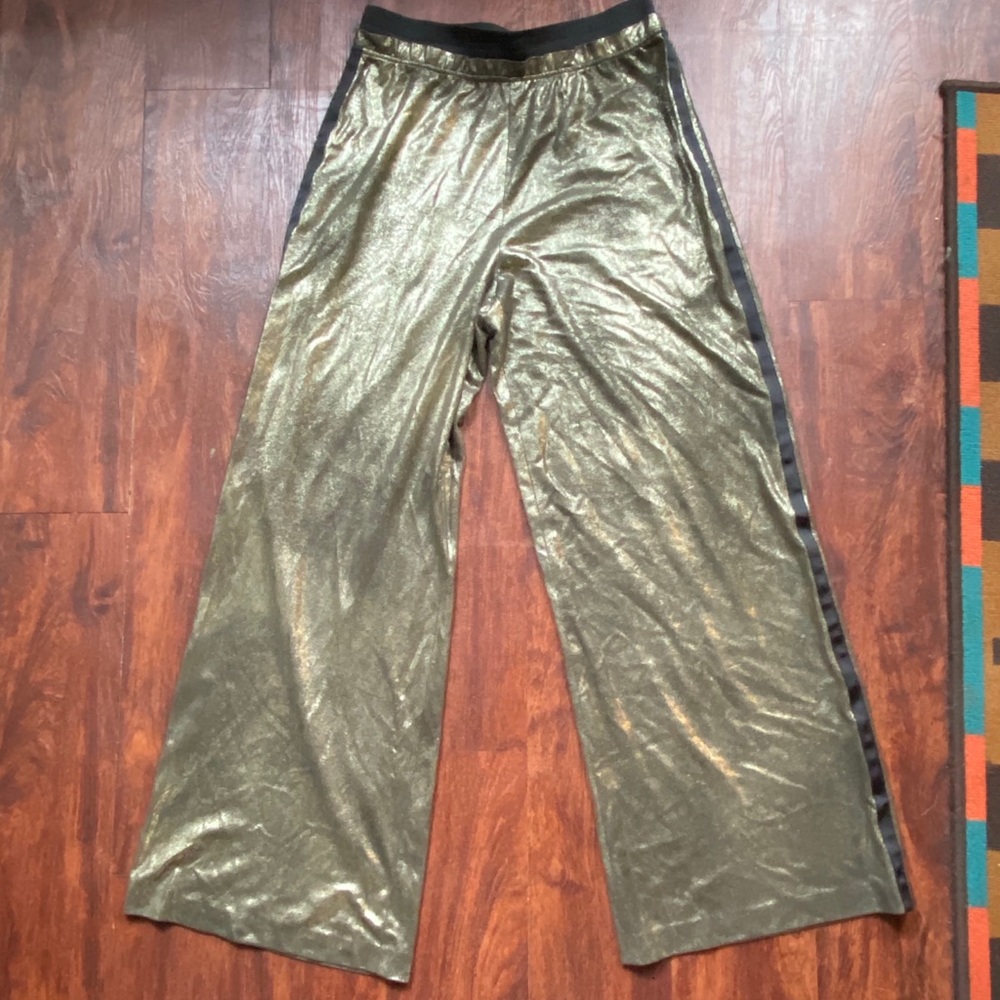 Free People - gold wide leg track pant